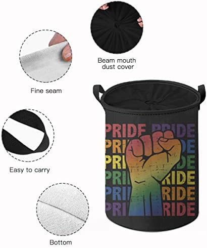 Месечна поддръжка на ЛГБТ-прайда с розови флага, Водоустойчив Сгъваема Кошница за дрехи, Кошница за съхранение