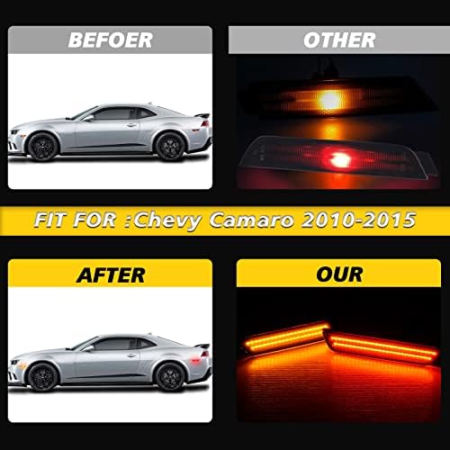 Bestview Led Странични Габаритни светлини с опушен покритие за Chevy Camaro 2010-2015, Страничните Рефлектори