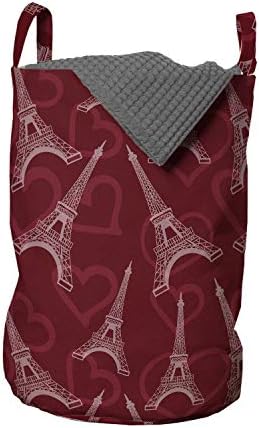 Чанта за дрехи Ambesonne Айфеловата Кула, Романтичен Модел под формата на Сърца и Известните Структури, Разположени