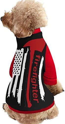Hoody за домашни любимци с принтом Американски Пожарникар FunnyStar и мек вълнен плат Пуловер-Гащеризон за Кучета