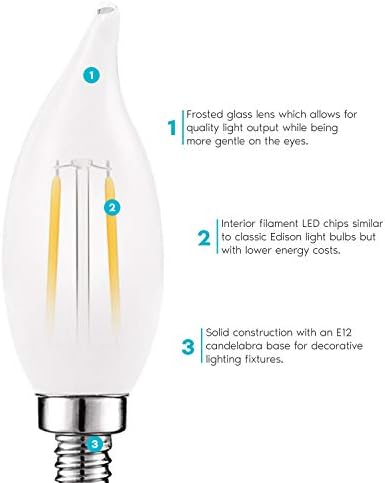 Led крушки за полилеи LUXRITE, Led лампа E12 с регулируема яркост, еквивалент на 40 W, топло бяла на цвят 2700