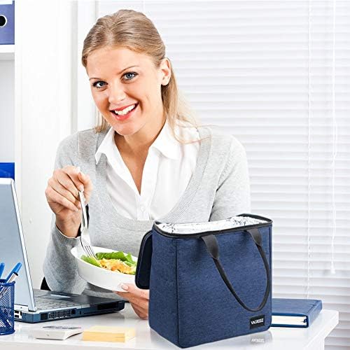 Чанта за Обяд VAGREEZ, Изолирано Чанта за Обяд, Голяма Водоустойчива Чанта-Тоут за мъже и Жени (Тъмно синьо)