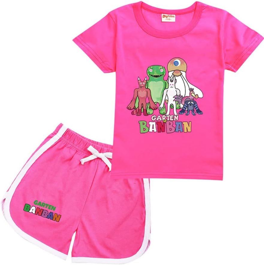 Комплект от тениска и шорти IICQQCII Kids Garten of Banban, спортен костюм на героя Игри на ужасите Banban