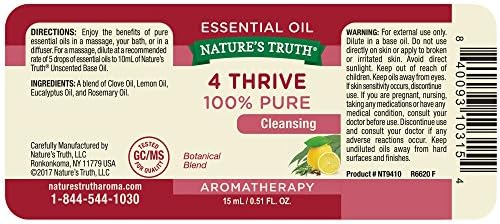 Етерично масло Nature's Truth Vitamins, 4 броя, 0,51 течна унция (опаковка от 2 броя)