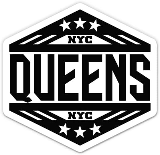 Стикер Queens, New York City - 3 Стикер за лаптоп - Водоустойчив Винил за колата, телефон, бутилки с вода -