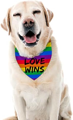 Любовта Побеждава Куче Кърпа ЛГБТ Дъгата Шал За Кучета Ден на Гордост Регулируеми Аксесоари за Малки до Средни Кучета, Котки, Домашни Любимци,