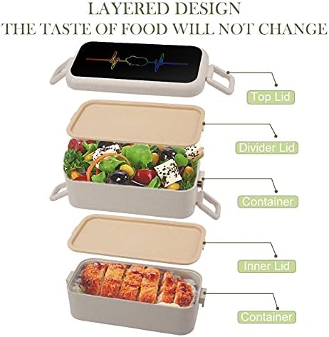 Кутия за Обяд Bento с Сердцебиением Морски Свинчета, 2 Отделения и Контейнери За Съхранение на Храни С Лъжица