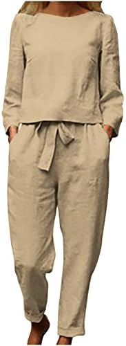 Годишният Есенен Комплект панталон за жените 2023 Лен Памук Комплект Базови Панталони с Прав Штанинами от 2