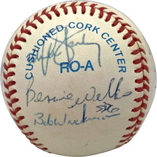 1995 Екипът на Янкис Подписа играта на топка с автограф Джетера Ривера Маттингли PSA / Бейзболни топки С ДНК-автограф