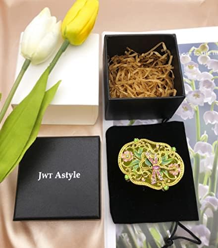 JWT Astyle Елегантни Кутийки за украшения с цветя-Стрекозами и кристали.Златен Ковчег за луксозни бижута на