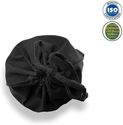 Памучни чанти ecogreentextiles с завязками - за Многократна употреба за Хранителни стоки чанти Черен цвят (Опаковка