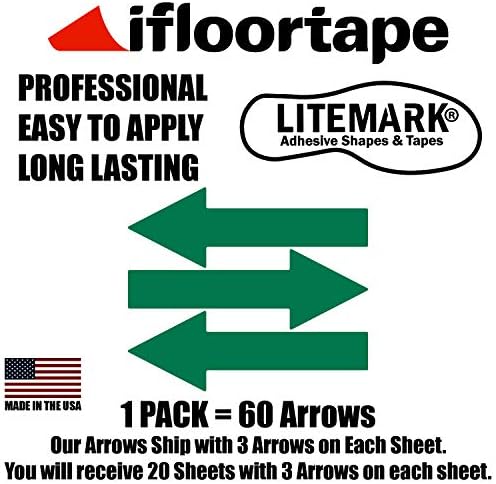 Винилови стикери LiteMark 7 Year Indoor/Outdoor Зелени с тесни 10-инчови Стрелки | За подове, Означения и гладки