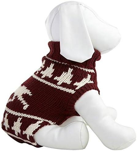 Страхотен пуловер с лосем за кучета - Бурганди - 8 инча