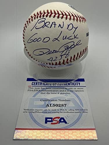 Пийт Роуз Подписа Автограф, Персонални бейзболни топки Brandy Good Luck PSA DNA - Бейзболни топки с Автографи
