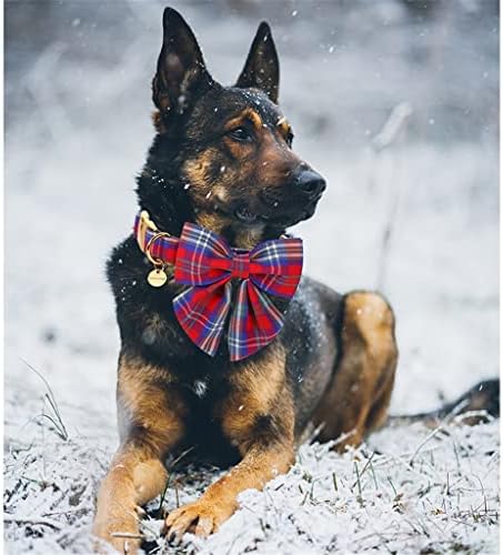 XWWDP Коледен Памук нашийник за кучета с матросским лък, Червени и Сини Карирани Щенячий нашийник за Малки кучета