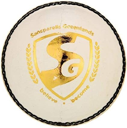 Кожена топка SG Club, крикетный топката с четири подачами (Бял)