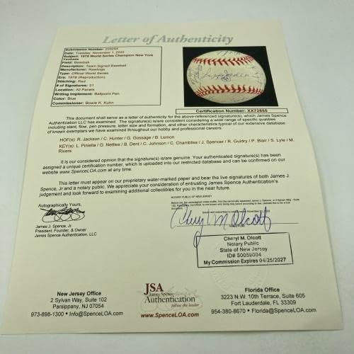 1978 Отбор на Шампионите от Световна серия Ню Йорк Янкис подписа W. S. Baseball JSA COA - Бейзболни топки с