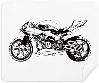 Черен Мотоциклет Илюстрация Модел Кърпа За Почистване на Екрана за Пречистване на 2 елемента Замшевой Тъкан