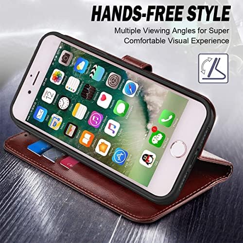 Калъф KUXNGUYI за iPhone 7 Plus/iPhone 8 Plus, Premium-чанта-портфейл от изкуствена кожа с поставка и панти