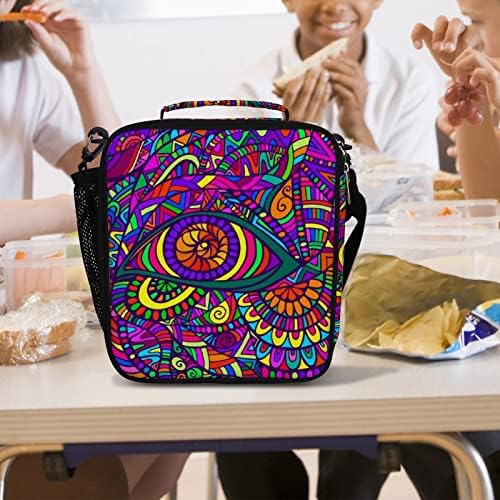 Сладки кавайные разноцветни чанти за обяд с абстрактно очите за жени и мъже, Изолирани чанти за обяд, торби