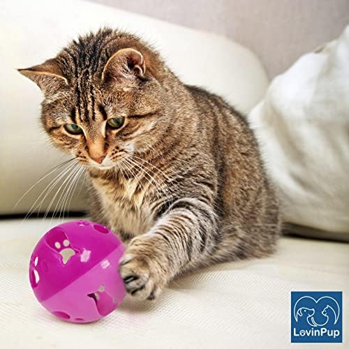 Играчка-топка за котки LOVINPUP с камбана по-Голям размер, Камбанка звъни, когато катания топки, 3 опаковки