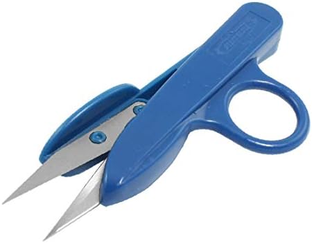X-DREE Tailor Занаятите Синя Пластмасова дръжка с прав нож, Извити Ножици за прежда, Ножици за шиене (Tailor