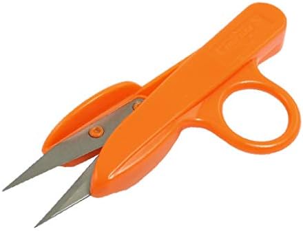 X-DREE Оранжева Пластмасова дръжка Метален Нож Скоба за конци Портновские Извити Ножици за прежда Нож за шевове