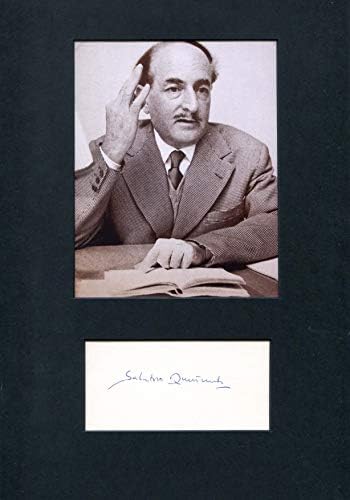 Автограф носителят на НОБЕЛОВА НАГРАДА Салваторе Квазимодо, най-картичка с автограф