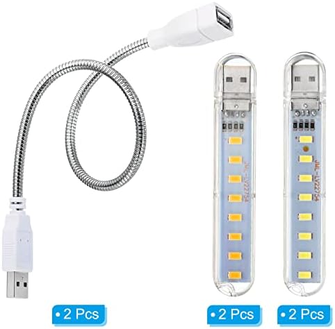 PATIKIL USB Нощни осветителни тела, 4шт 2 W 8 Ламповых Топки, Led Пръчка с Гъвкави кабели Гъши врат един мъж към една жена на 35 см за вътрешна и Външна употреба, Бяло и Топло