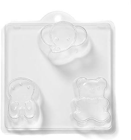 Свят на форми с 3 Кухини за сапун Teddy, Rabbit & Elephant /Бомбочки за баня Мухъл N22 x 5