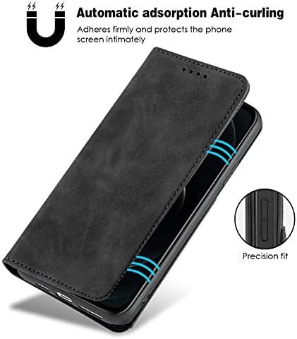 Калъф QHOHQ за iPhone 13 Pro Max 6,7 инча, [умна поставка] [Висококачествена кожа] [Чанта-портфейл с тънък копринен