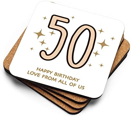 XIKAINUO 4 Бр Matte Квадратна Стойка на 50 Години, Подарък за Рожден Ден е С 50-годишнината Поставки за Чаши