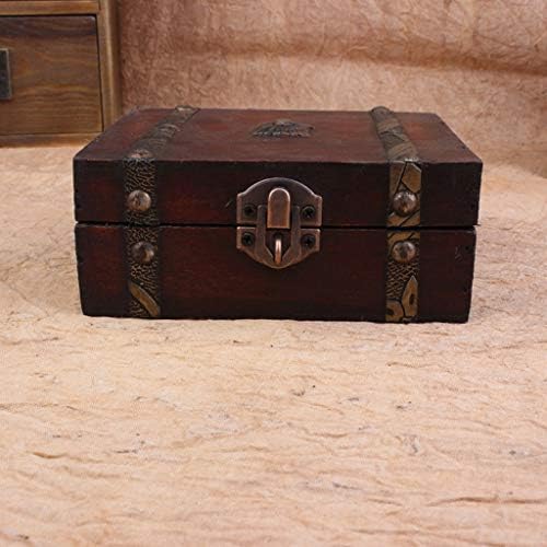 XJJZS Дървен Ретро Заключване Съкровище Кутия За Съхранение на Бижута Калъф Органайзер Пръстен Подарък Сгъваема
