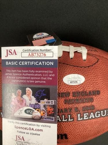 Ели Манинг е Подписал Футболна топка Wilson NFL SB XLVI Game Ball ню ЙОРК Джайънтс С Автограф от JSA - Футболни