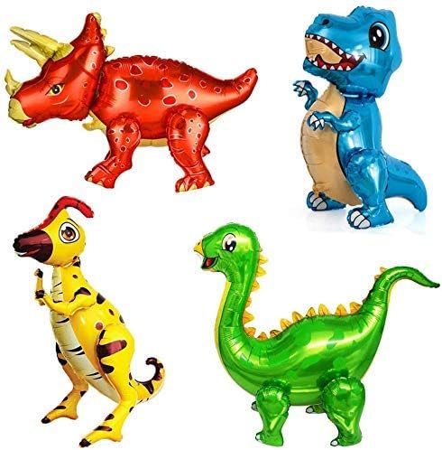 4 опаковки Гигантски Самостоячих Балони от Фолио с Динозавром за Парти в чест на рождения Ден на Динозавъра,