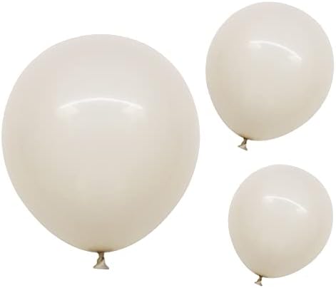 CYMYLAR 50шт 18 сантиметра на 12 сантиметра 10 инча, Различни Размери Комплект балони с бял пясък Кремаво-Бели