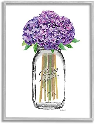 Дизайнерска ваза за цветя Stupell Industries, Лилаво Акварел, Дизайн на Аманда Грийнуд, Стенно изкуство в сивата