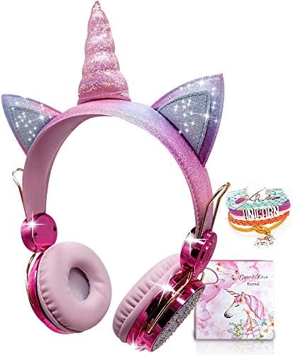 Детски слушалки, Безжични слушалки за деца, Слушалки с Единорогом за момичета, Bluetooth-слушалки с микрофон