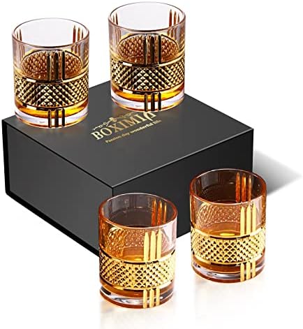 Чаши за уиски BOXIMIA Old Любовна в луксозна кутия - 10 Унции, Бар, прибори Rocks За лепенката, бърбън, алкохолни