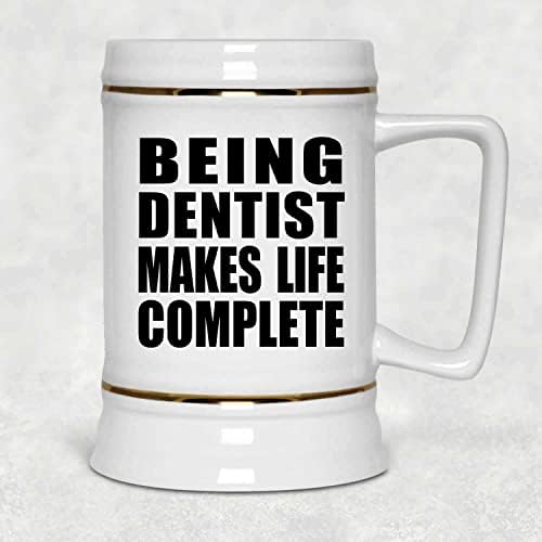 Designsify да Бъде Стоматолог Прави живота Пълноценен, Керамична Чаша за бира, чаши за 22 грама с дръжка за
