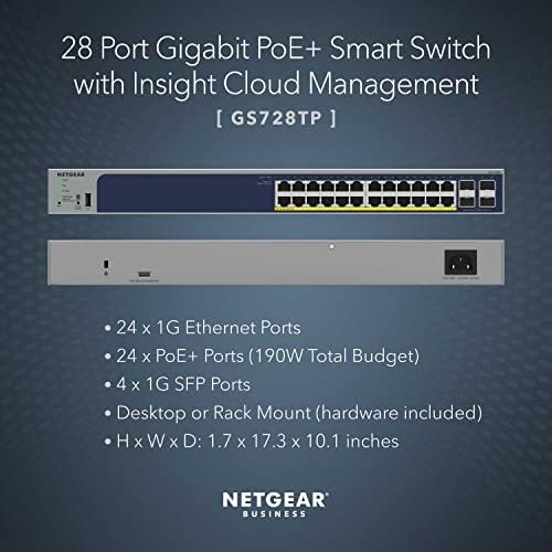 Комутатор NETGEAR 28-портов Gigabit Ethernet Smart Managed Pro PoE Switch (GS728TP) с поддръжка 24 x PoE + при