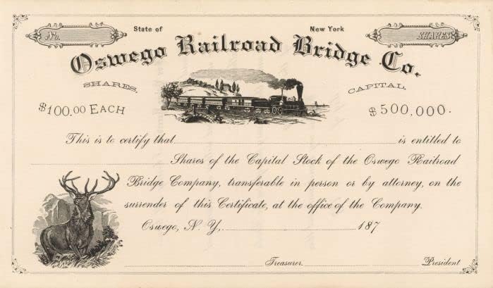 Oswego Railroad Bridge Co. - сертификат на склад