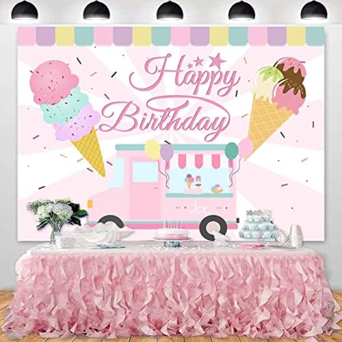 Sensfun Фон за рождения Ден на Сладолед Магазин Камион със Сладолед, Сладки Годишният Фон За Снимки на партита