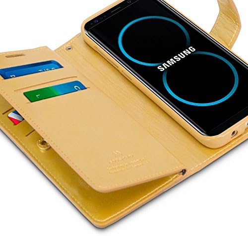 Чантата Goospery Mansoor за Samsung Galaxy S8 Case (2017), Двупосочен Държач за карти, флип-надолу капак - Златен