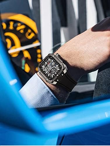 KANUZ Луксозен комплект модификация корпус от въглеродни влакна， за Apple Watch 44 мм Каишка Viton Watch, за