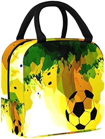 Абстрактна е Зелено-Жълто, Акварел Футболна Боя За Футбол Чанта за Обяд Изолиран Обяд-Бокс Чанта за Пикник На