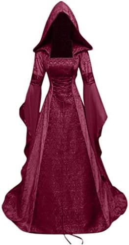 Средновековна рокля ZEFOTIM, женски винтажное рокля-наметало на вещица с качулка, средновековна сватбена рокля