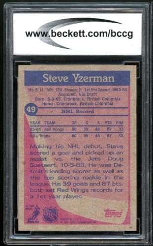 1984-85 Topps 49 Картичка начинаещ Стив Айзермана БГД BCCG 10 Mint+ - Хокей карта начинаещ с надпис Slabbed