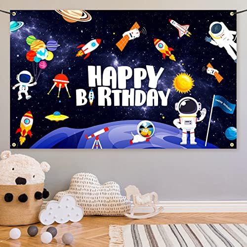 Декорации за банер на рожден Ден в космическото пространство, Фон за Снимки с планетата Ракета, 1 Банер за рожден