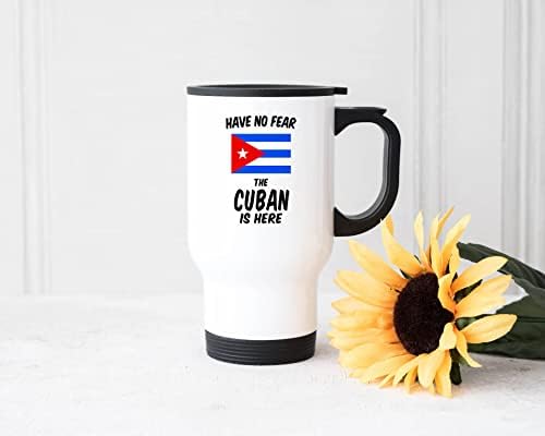 Подаръци Каситика За кубинците. Пътна чаша Have No Fear Cuba от бяла стомана с тегло 14 грама. Нови чаши с флага